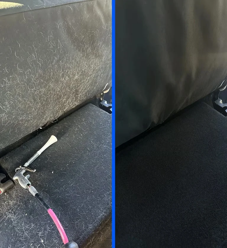 Before and after vehicle interior cleaning